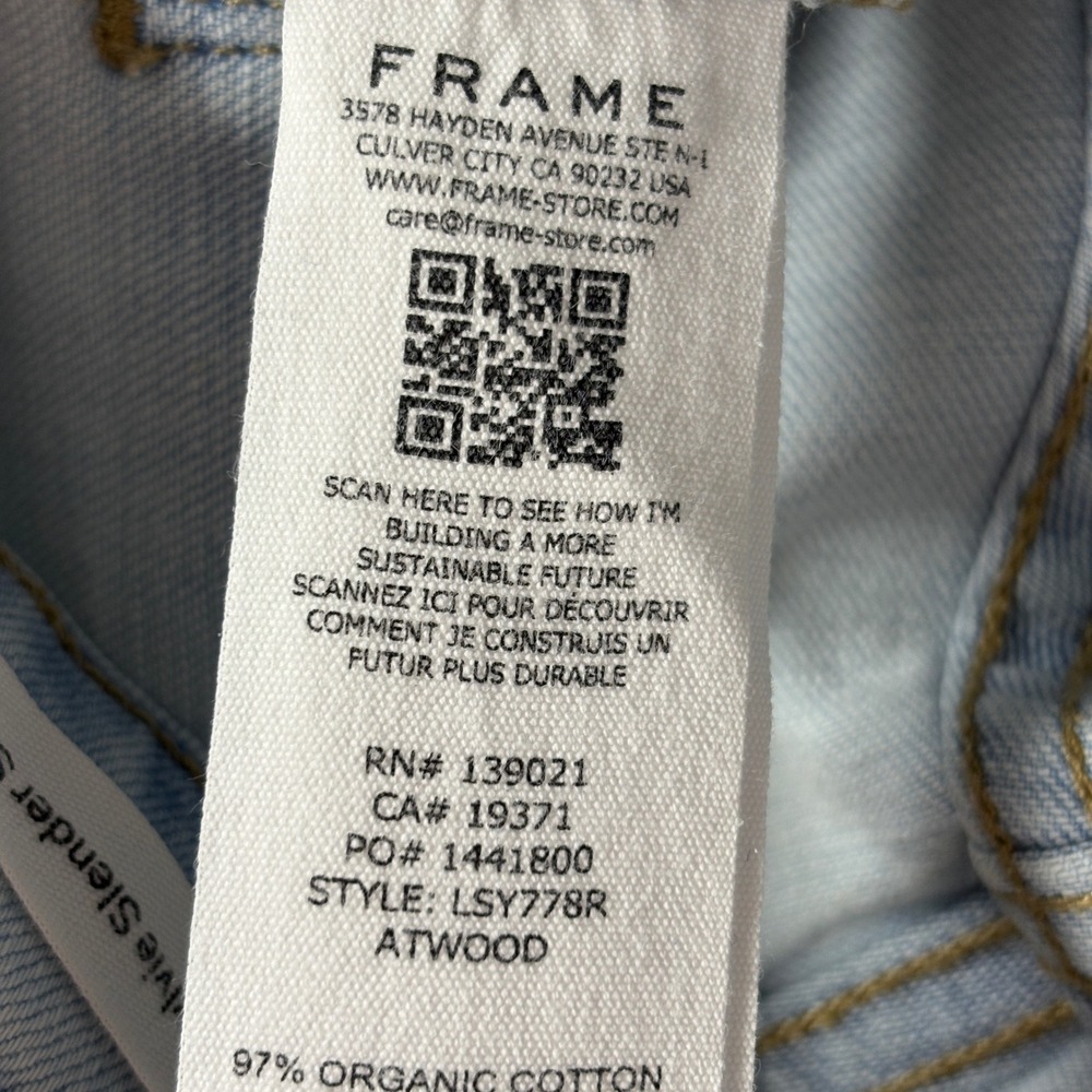 FRAME Women Jeans 29 Light Blue Le Sylvie Slender Straight High Rise Raw Edge - Picture 10 of 16